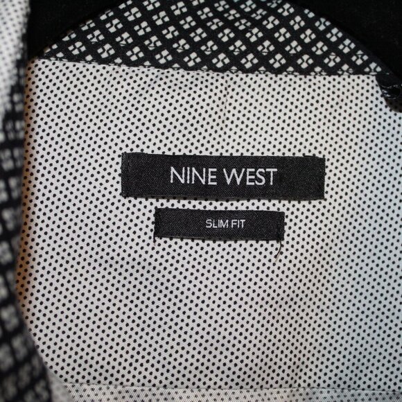 Nine West Slim Fit black white men's long-sleeve button-down shirt M - Picture 4 of 7
